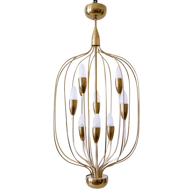Mid-Century Modern Nine-Flamed Pendant Lamp, Germany, 1950s For Sale