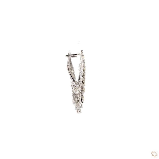 Silver 4.17 Carat Round Brilliant Cut Diamond Gold Earrings, Pair For Sale - Image 8 of 9