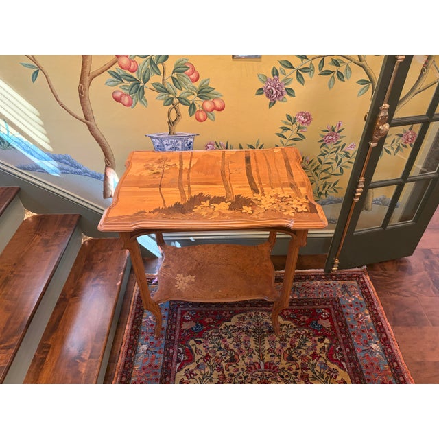 Wood Antique Inlaid Marquetry Art Nouveau Table by Émile Gallé For Sale - Image 7 of 12