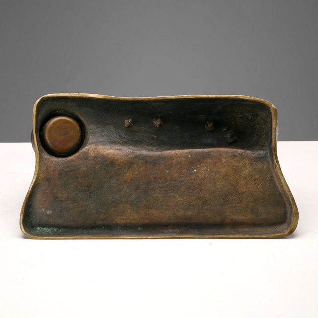 Bronze Inkwell with a Sculpture of a Young Dutch Girl For Sale - Image 6 of 7