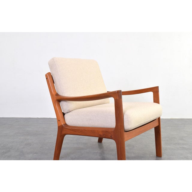Beige Mid-Century Modern Danish Senator Lounge Chair in Teak by Ole Wanscher for Cado, 1960s For Sale - Image 8 of 13