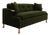 BDDW Mabel Sofa With Carved Cherry Arms and Legs and Custom Green Upholstery For Sale