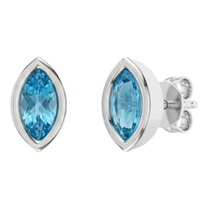 Blue Topaz Marquise Cut Studs, December Birthstone Studs, Blue Gemstone Earlobe Studs - A Pair