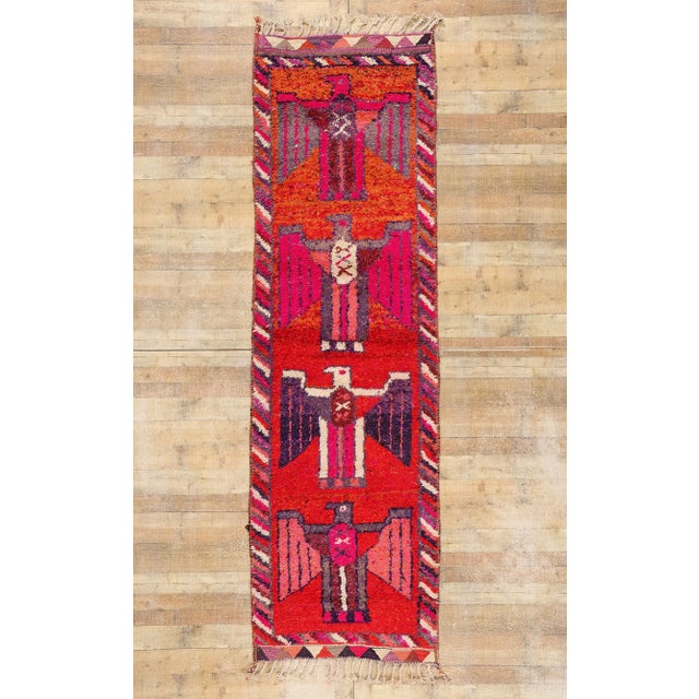 Vintage Red Kurdish Eagle Pictorial Rug Runner - 03'04 X 11'04 For Sale - Image 9 of 9