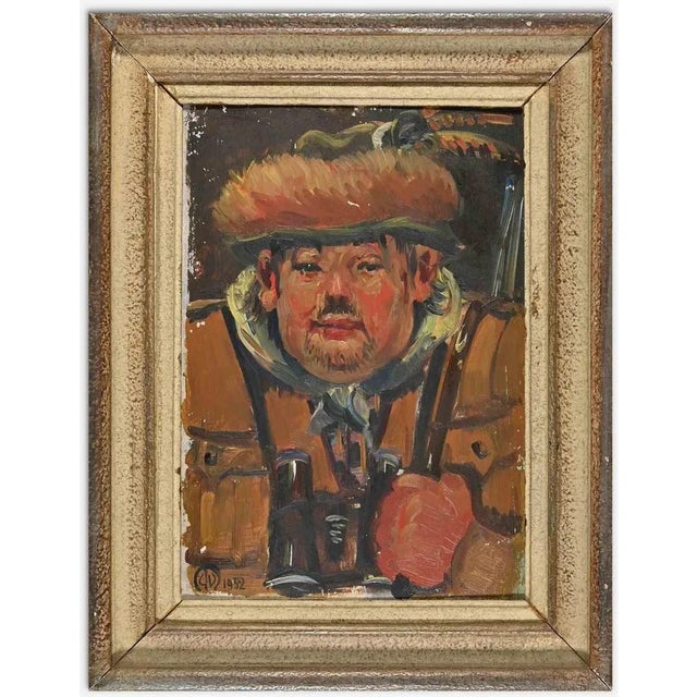 Unknown, The Hunter, Oil on Board, 1952, Framed For Sale - Image 4 of 4
