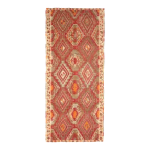 Vintage Turkish Hand-Knotted Wool Cotton Red Runner Rug
