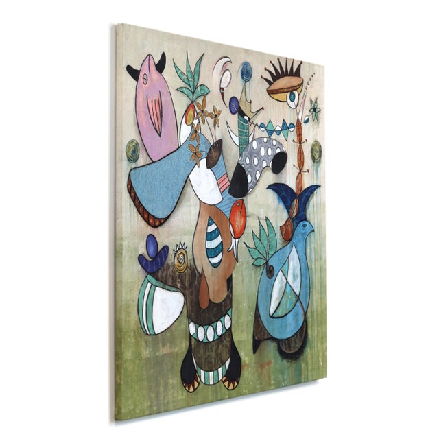 Contemporary Euro Jits - Original Organic Modern Abstract Oil Acrylic and Charcoal Painting on Canvas For Sale - Image 3 of 8