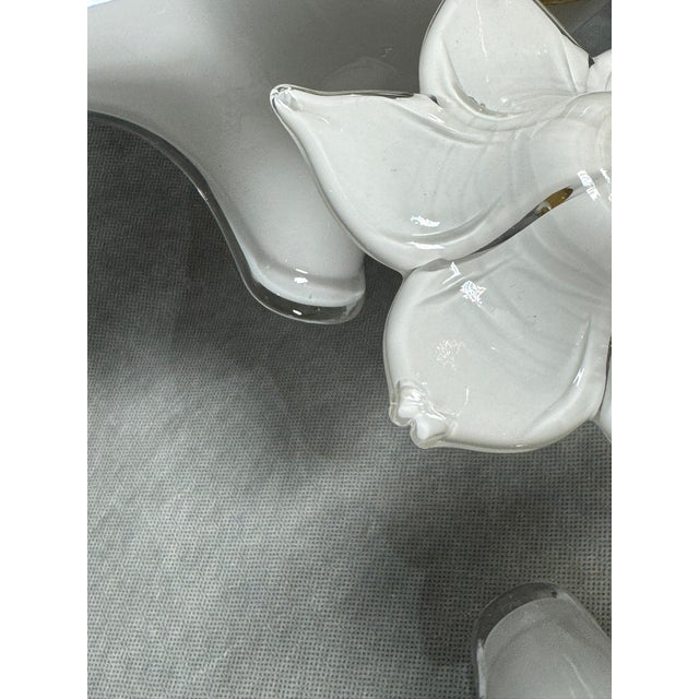 Gold Floral Chandelier with Milk Glass Shades, Germany, 1980s For Sale - Image 8 of 12