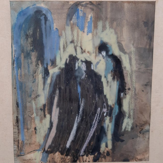 A powerfully expressive work on paper, signed "Garavelli 70," by Italian painter Enrico Garavelli. Artist and Signature:...