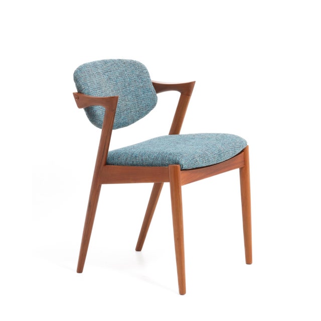 Kai Kristiansen Kai Kristiansen Model 42 Dining Chairs Denmark 1960s Knoll Fabric a Set of 4 For Sale - Image 4 of 13