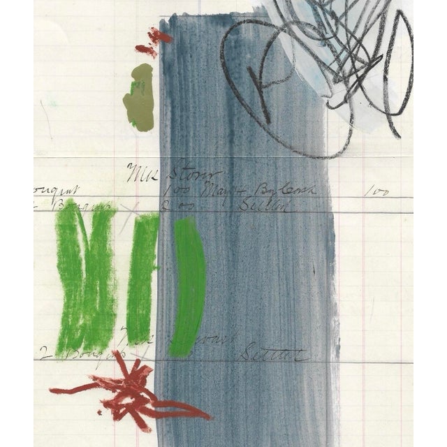 Modern Modern Painting on an Antique Ledger Page For Sale - Image 3 of 3