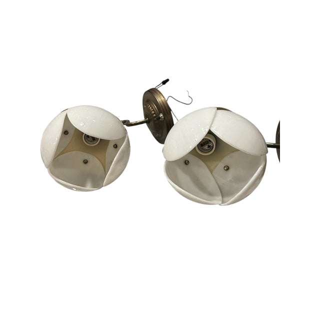 White Vintage Mid-Century Modern Tulip Glass Wall Sconces, Pair For Sale - Image 8 of 11