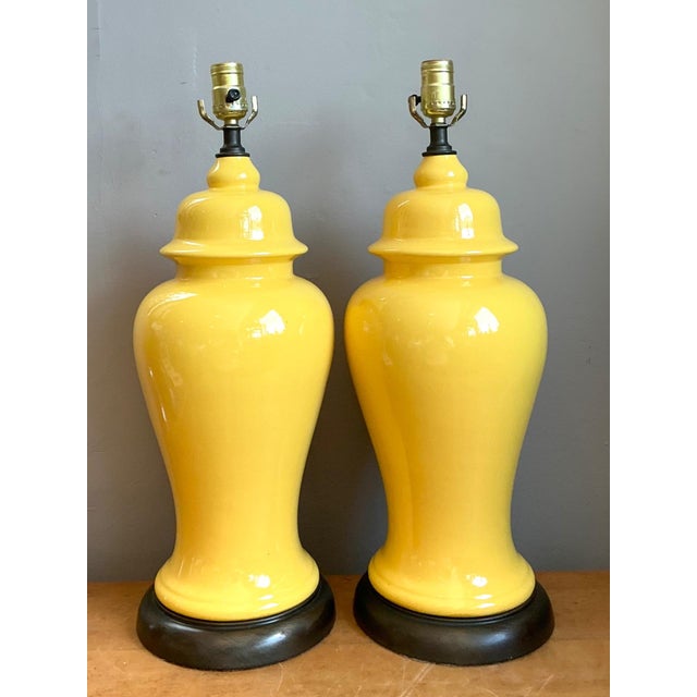 Vintage Glazed Ceramic Ginger Jar Lamps - Set of 2 For Sale In West Palm - Image 6 of 16