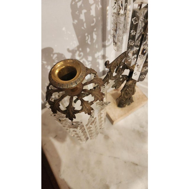 Mid 19th Century Victorian Bronze and Crystal Candelabra For Sale In Dallas - Image 6 of 9
