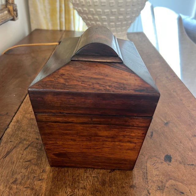 Late 19th Century Antique English Regency Tea Caddy With Mother of Pearl Escutcheon For Sale - Image 5 of 9