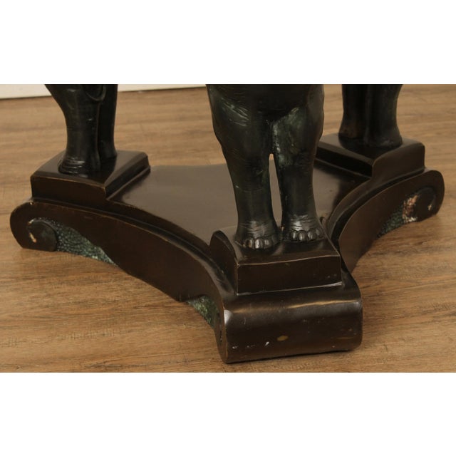Metal Vintage Bronze Elephant Base Glass Top Table For Sale - Image 7 of 13