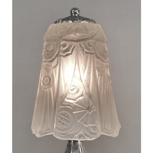 French Art Deco Lamp by Ejg Jean Gauthier 1930s France - A Pair For Sale - Image 13 of 14