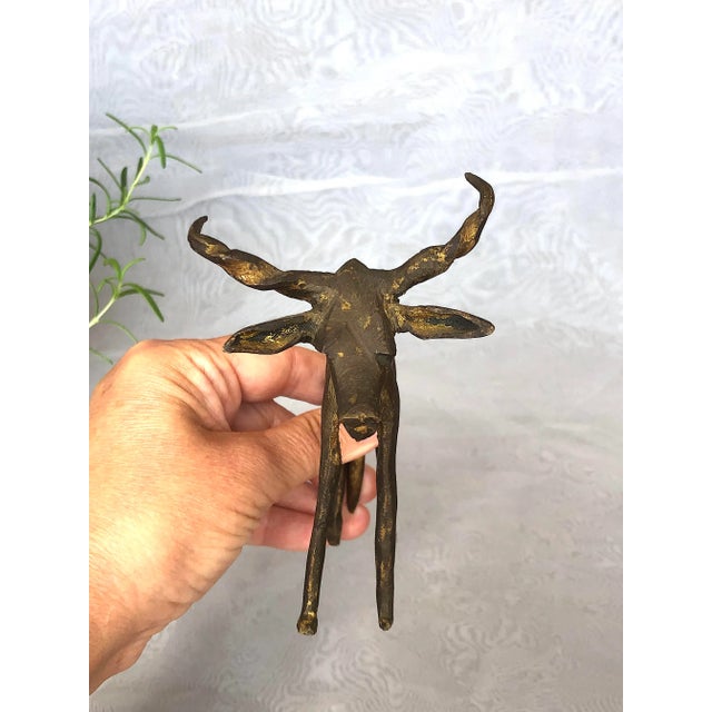 African Bronze Antelope Sculpture For Sale - Image 9 of 13