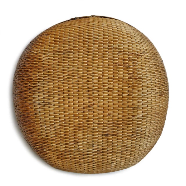 Boho Chic Vintage Asian Coastal Jumbo Bamboo Grain Basket For Sale - Image 3 of 11
