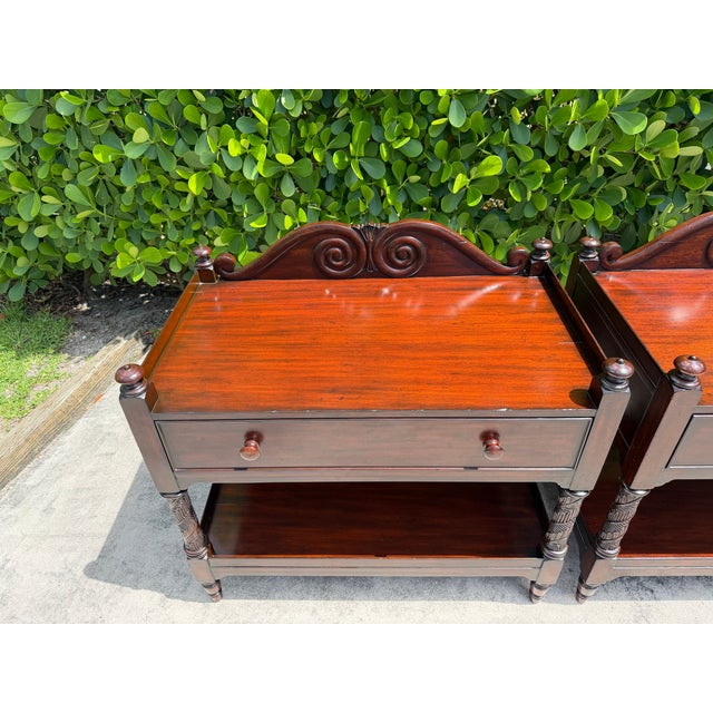 Ralph Lauren British Colonial Mahogany Accent Chests With Drawer & Shelf, Pair For Sale - Image 15 of 16