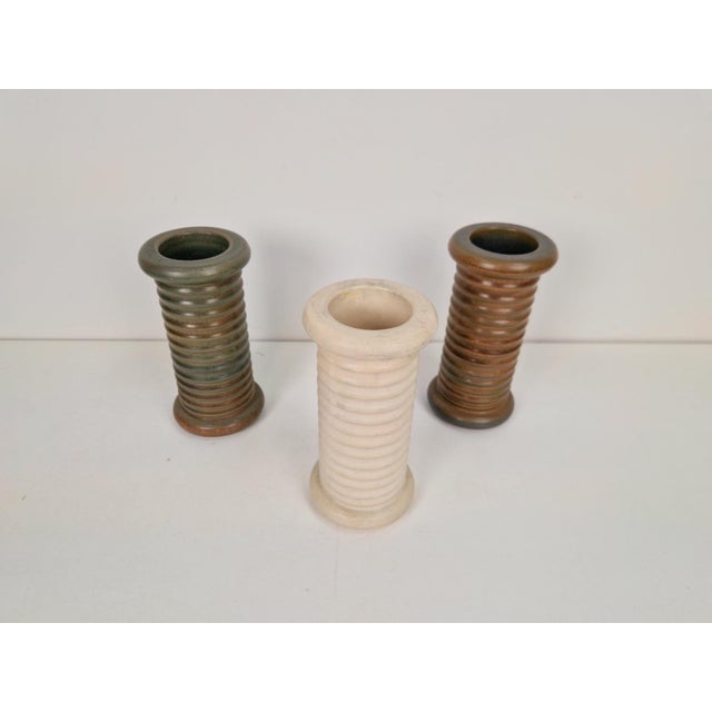 Vintage Scandinavian Ribbed Cylinder Vases, 1960s, Set of 3 For Sale - Image 4 of 6