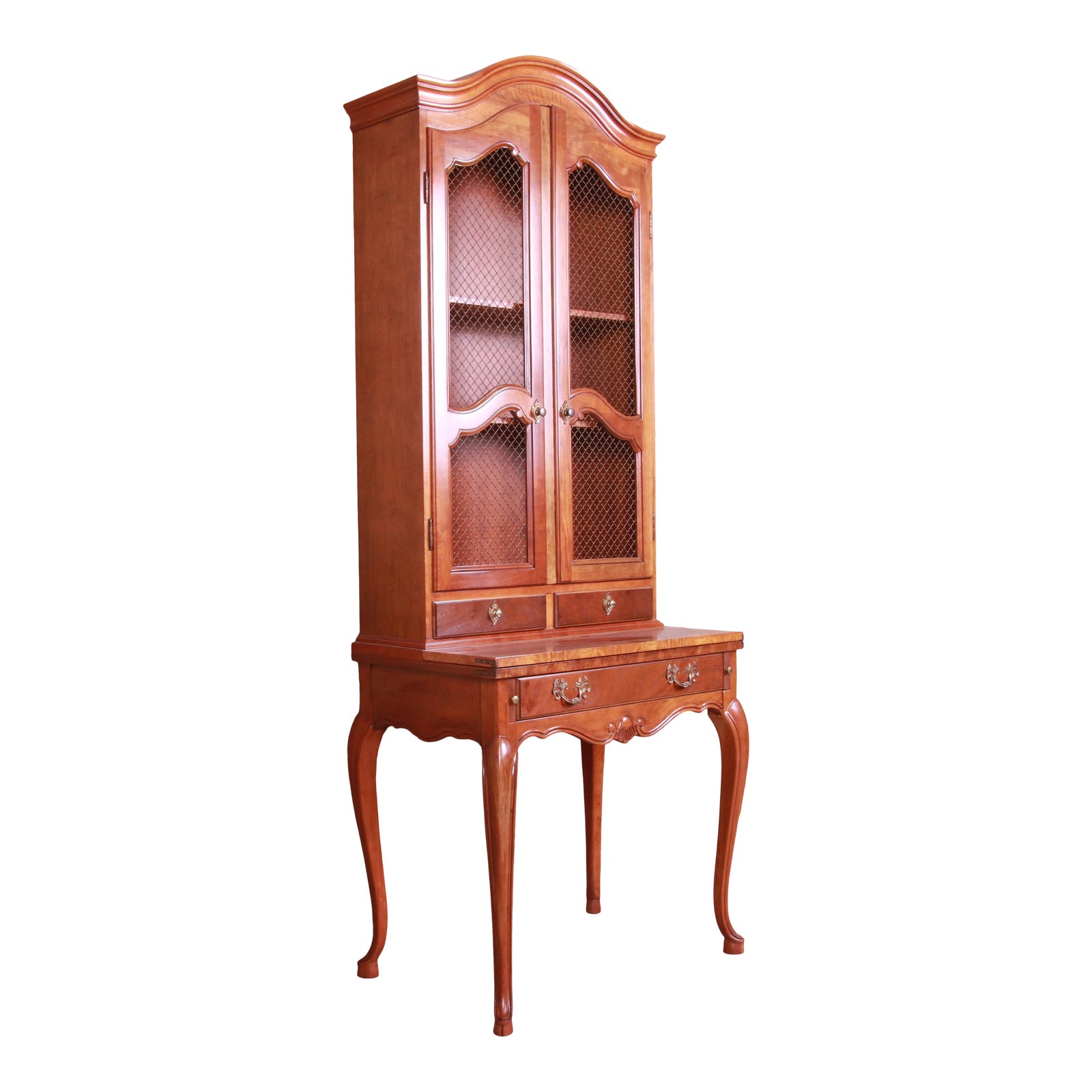 Baker Furniture French Provincial Cherry Wood Secretary Desk With Bookcase Hutch Chairish
