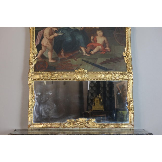 Large Louis XV Trumeau Mirror, 1700s For Sale - Image 15 of 16
