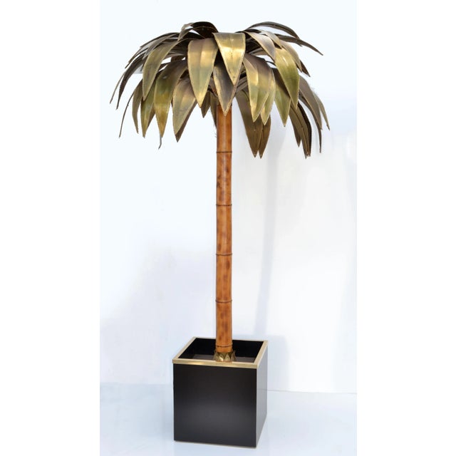Maison Jansen Maison Jansen Huge 5 Light Bamboo Bronze & Brass Palm Tree Floor Lamp Paris 1965 For Sale - Image 4 of 13