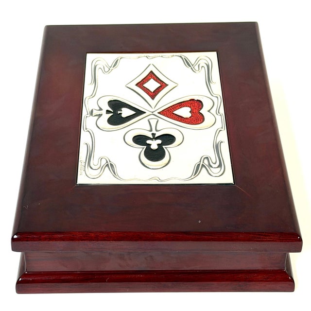 Mid-Century Modern Sterling Silver & Enamel Playing Card Box, Castellini, Italy For Sale - Image 12 of 18