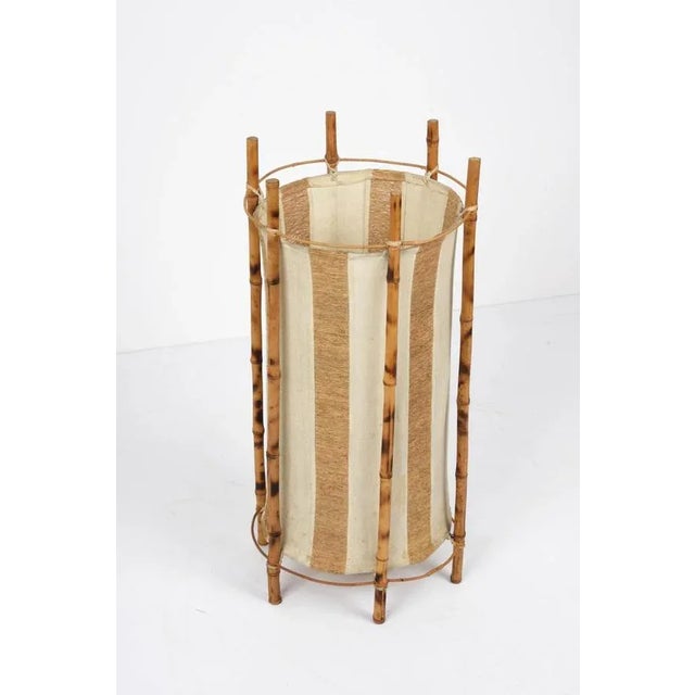 Mid-Century Modern Mid-Century Italian Cotton, Bamboo & Rattan Floor Lamp by Louis Sognot, 1950s For Sale - Image 3 of 18