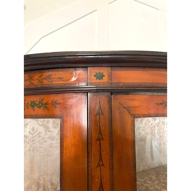 Victorian Satinwood Display Cabinet with Original Painted Decoration, 1880s For Sale - Image 6 of 17