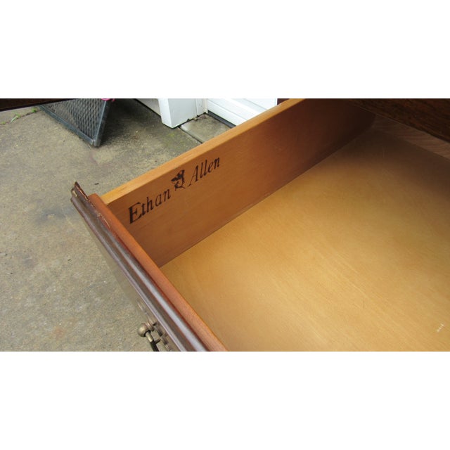 1980s Ethan Allen Armoire Wardrobe Cherry Chest Georgian Court For Sale - Image 6 of 7