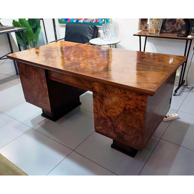 Vintage Burl Walnut Desk, 1930s For Sale - Image 13 of 17