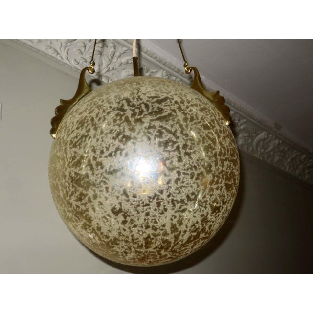 Frosted Glass and Brass Pendant Lamp from Doria Leuchten, 1970s For Sale - Image 10 of 15
