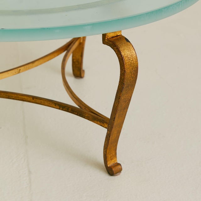 French Gilt Metal + Frosted Glass Coffee Table, 1960s For Sale In Chicago - Image 6 of 7