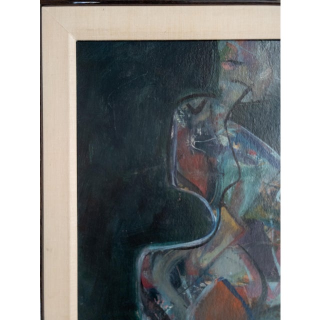 Black Mid-Century Modern Abstract Figure Painting in Acrylic, Unsigned For Sale - Image 8 of 15