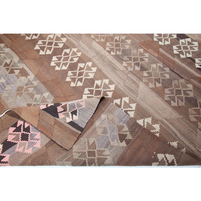 Vintage Anatolian Flatweave Kilim in Earthy Brown Tones - 5' 11'' X 8' 7'' For Sale - Image 12 of 12