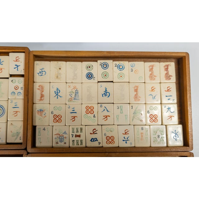 Blue 1920's Mah Jong Boardgame Set With 144 Tiles by Pung Chow For Sale - Image 8 of 18