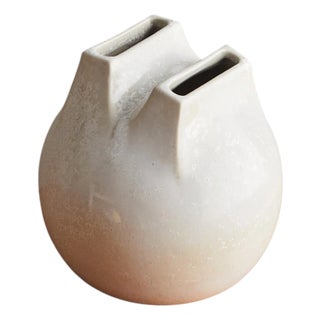 Italian Ivory Ceramic Whistle Vase by Franco Bucci for Laboratorio Pesaro, 1970s For Sale