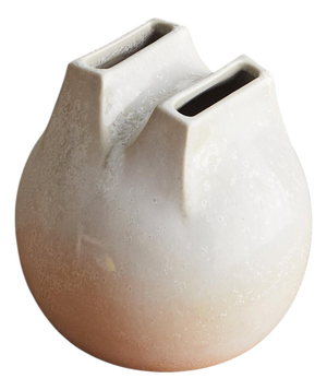 Italian Ivory Ceramic Whistle Vase by Franco Bucci for Laboratorio Pesaro, 1970s