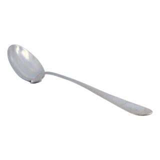 Brushed Silver Rice and Serving Spoon with Monogram Plaque on the Handle For Sale
