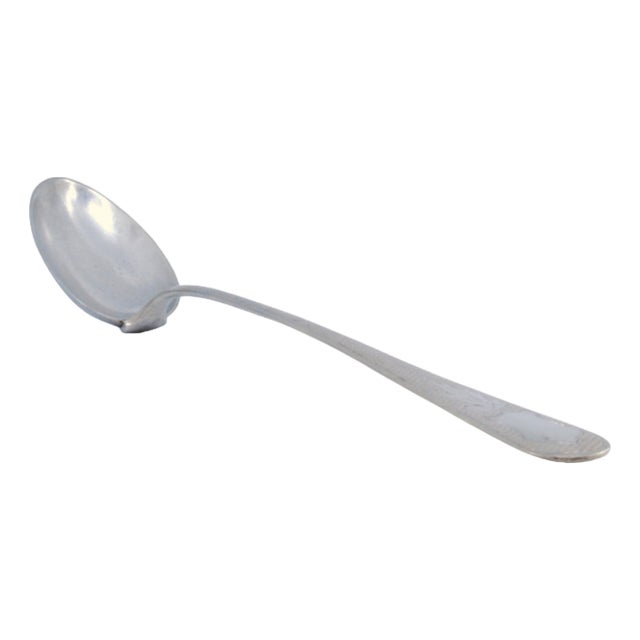 Brushed Silver Rice and Serving Spoon with Monogram Plaque on the Handle For Sale