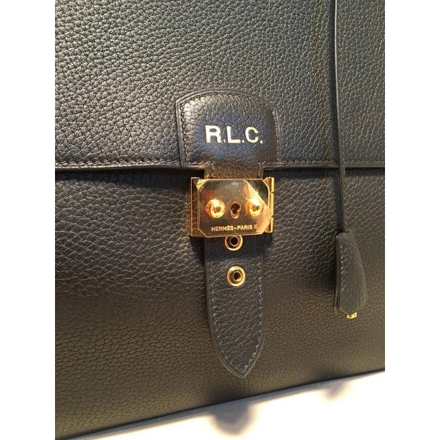 2000 - 2009 Hermes Black Noir Togo Sac A Depeches 41 Briefcase For Sale - Image 5 of 10