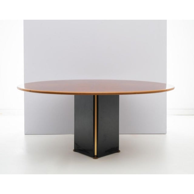 1970s Artona Series Table in Walnut, Brass and Concrete Counterweight by Afra and Tobia Scarpa for Maxalto, 1975 For Sale - Image 5 of 18