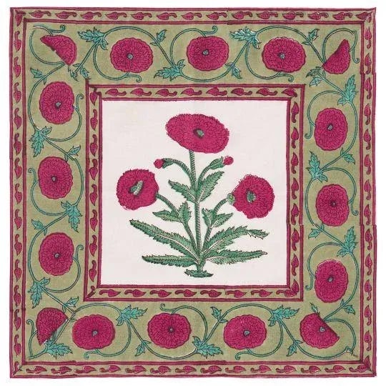 The Poppy design is inspired by Mughal textile fragments from the late 17th century on display at The Metropolitan Museum...