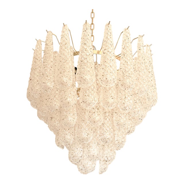 Mid-Century Modern Italian “Conchiglie” Murano Glass Gold Chandelier For Sale