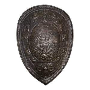 Antique Renaissance Style Relief Shield W Roman Soldiers