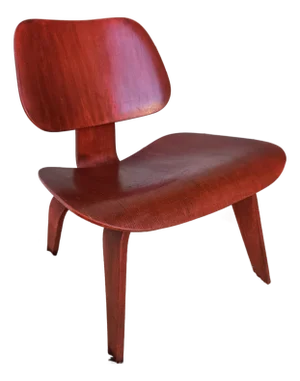 Lounge Chair Attributed Herman Miller Eames Style Red Aniline LCW