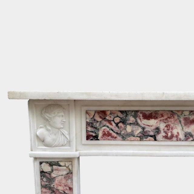 Antique Louis XVI White and Breccia Marble Fireplace Mantel, 1790 For Sale - Image 10 of 12