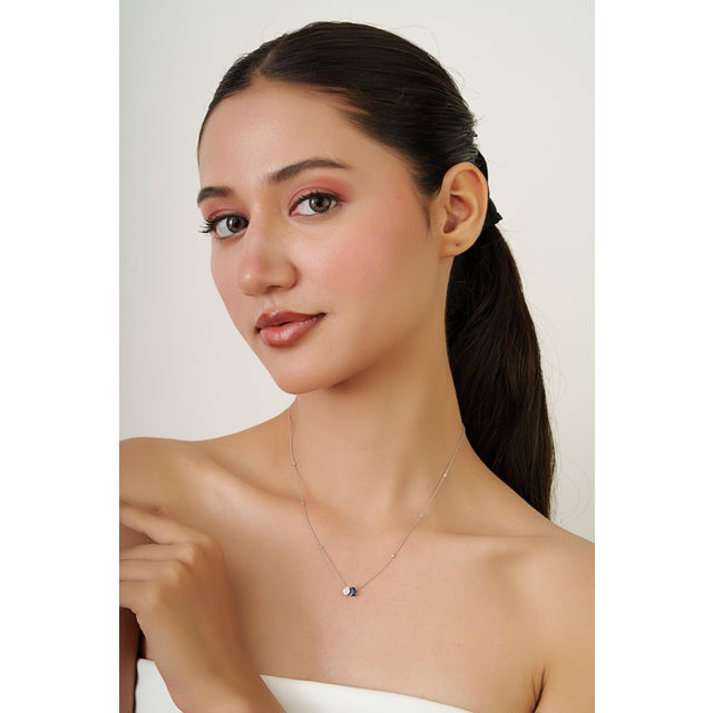 Toi Et Moi Pear Cut Blue Sapphire & Diamond Pendant Necklace in 14k White Gold For Sale In New York - Image 6 of 15